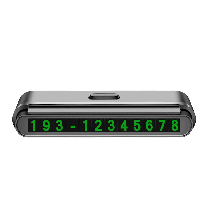 Suport Numar de Telefon pentru Parcare Auto, Suport pentru Numarul de telefon, Banda glisanta pentru Ascundere, Banda Adeziva Inclusa, 120 x 48 x 24 mm, Cifre Verzi, Negru Mat