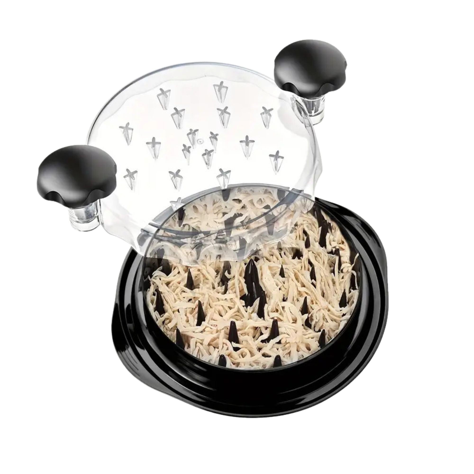 Tocator Manual pentru Carne, cu Capac Transparent, Tocator de Pui Antiderapant, Manere Ergonomice, 25 x 25 x 5.5 cm, Negru