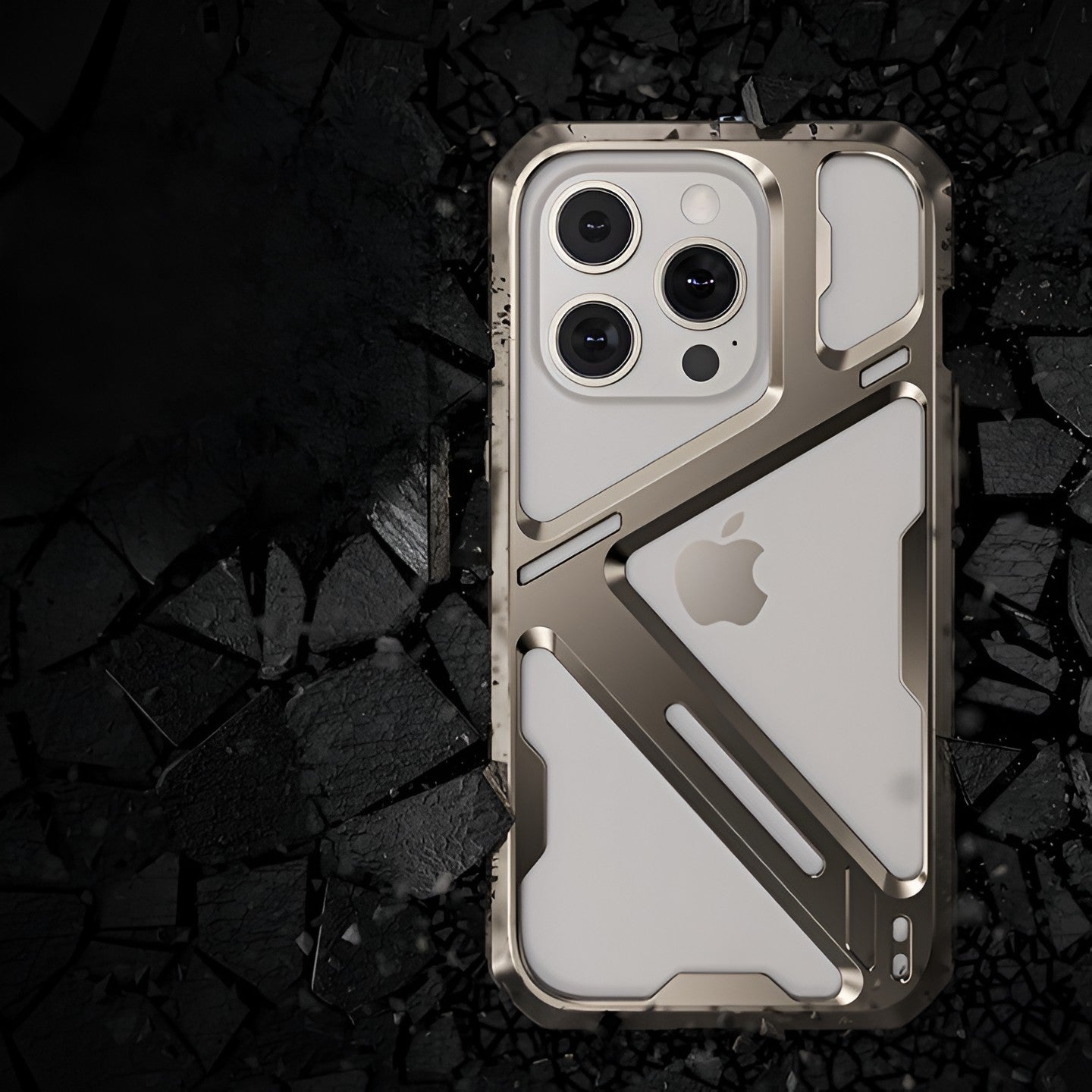 Husa de Protectie Armor Metal Compatibila cu iPhone 15 Pro, Antizgariere, Antisoc, Protectie Supraincalzire, Gri Metalizat