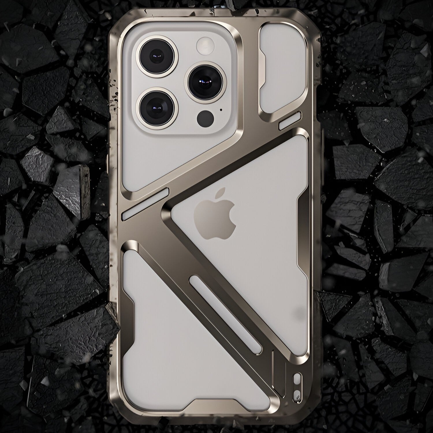Husa de Protectie Armor Metal Compatibila cu iPhone 15 Pro Max, Antizgariere, Antisoc, Protectie Supraincalzire, Gri Metalizat