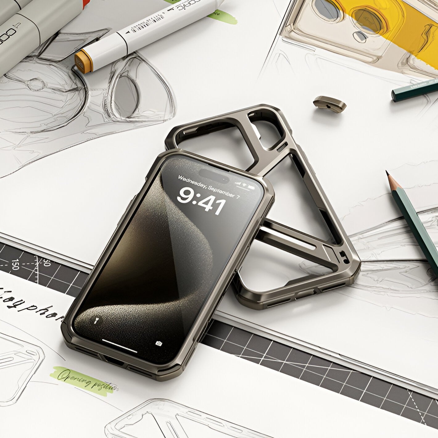 Husa de Protectie Armor Metal Compatibila cu iPhone 15 Pro Max, Antizgariere, Antisoc, Protectie Supraincalzire, Gri Metalizat