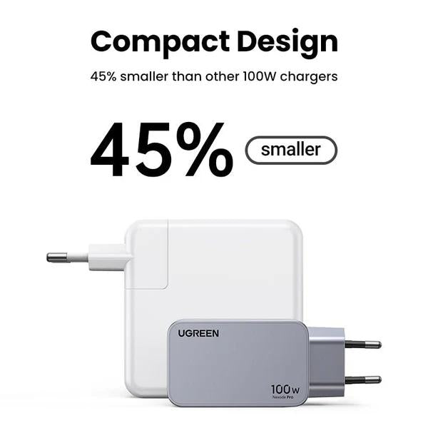 INCARCATOR retea Ugreen, Nexode "X757" Quick Charge 100W GaN, 1 x USB, 2 x USB Tpe-C, include cablu USB Type-C la USB Type-C 240W 1.5 m, gri "25874" - 6941876228744