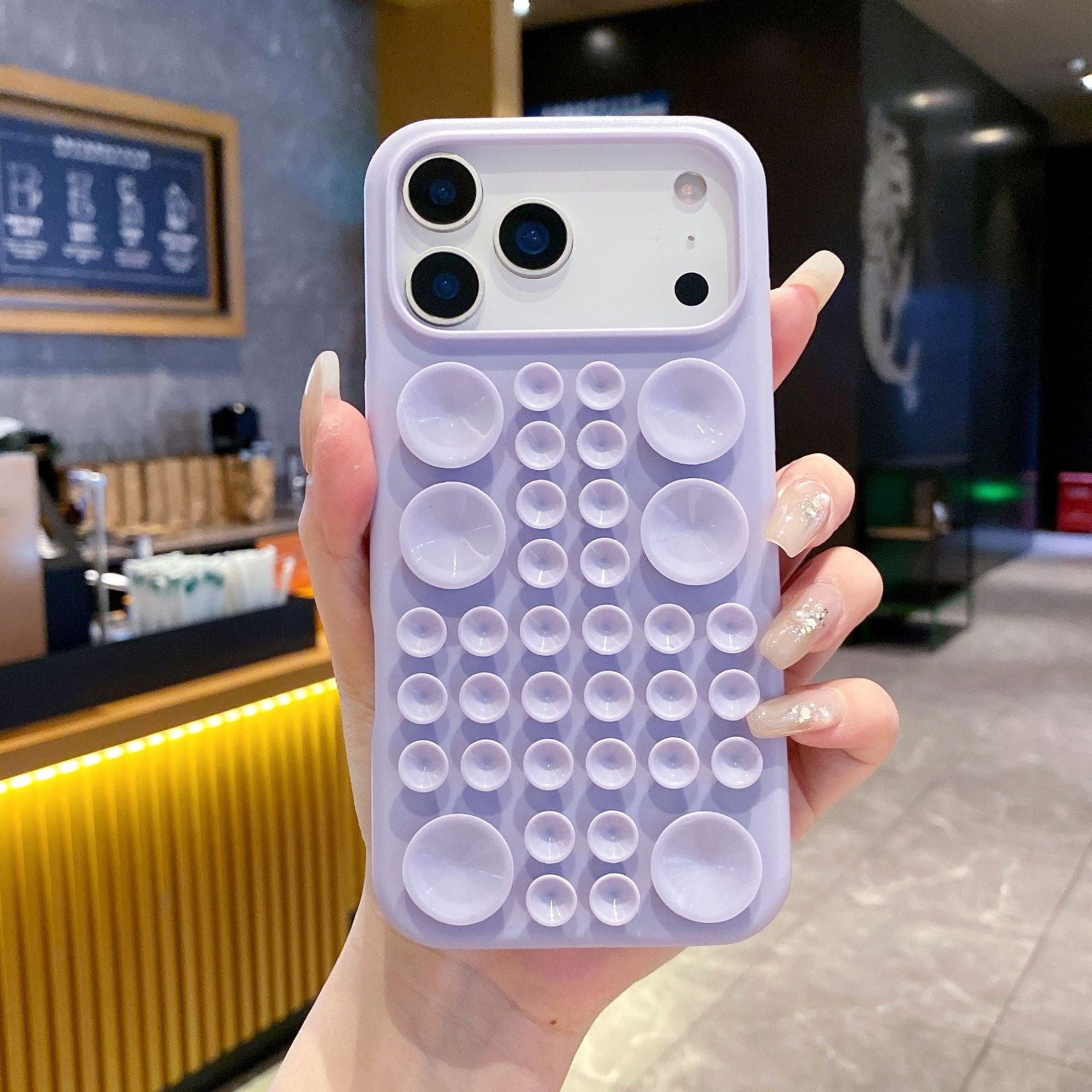 Husa cu Ventuze, Compatibila iPhone 17 Air, din Silicon, Interior Microfibra, Mov