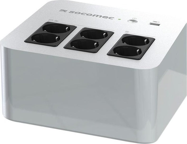 UPS SOCOMEC Line Int. mgmt,brick,800VA/ 480W,AVR,6xsocket Shucko,indicatie LED,1x12V/9A,Backup 20 min,incarcare 8h,conector USB,USB charger,"Netys PL 800VA" "NPL-0800-D"