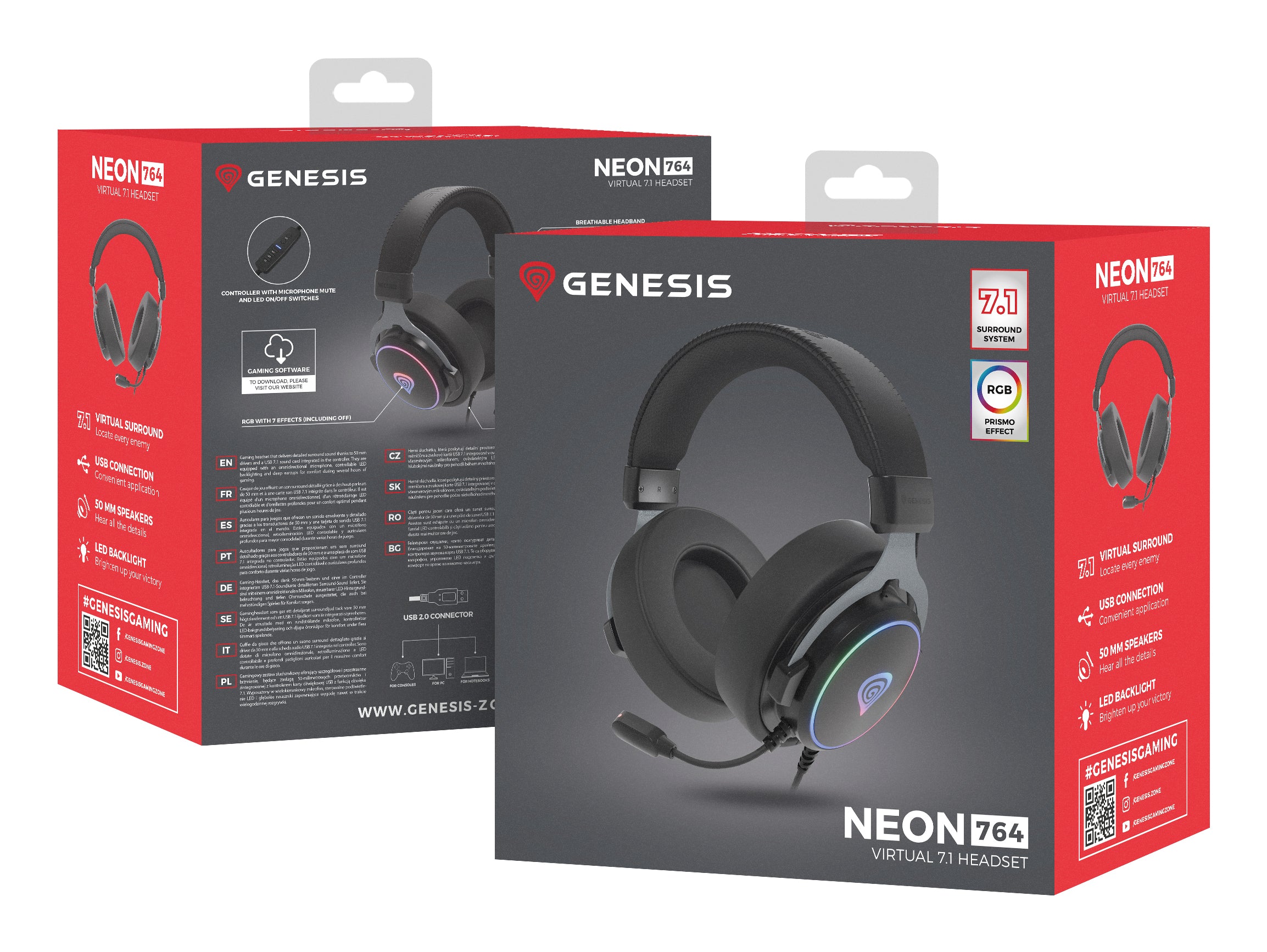 Casti cu fir Genesis Neon 764 negru "NSG-2169"