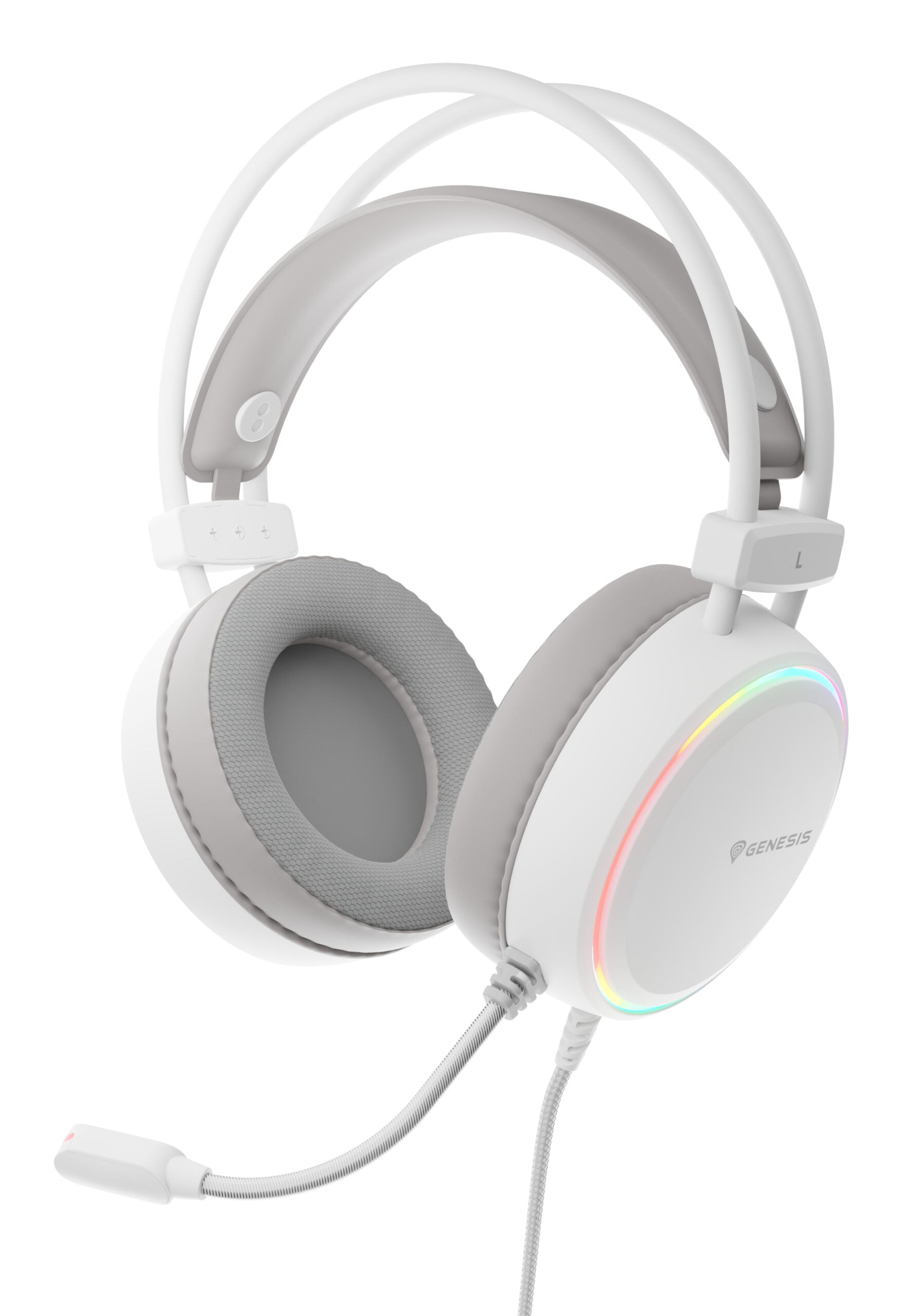 Casti cu fir Genesis Neon 613 G2 alb "NSG-2308"