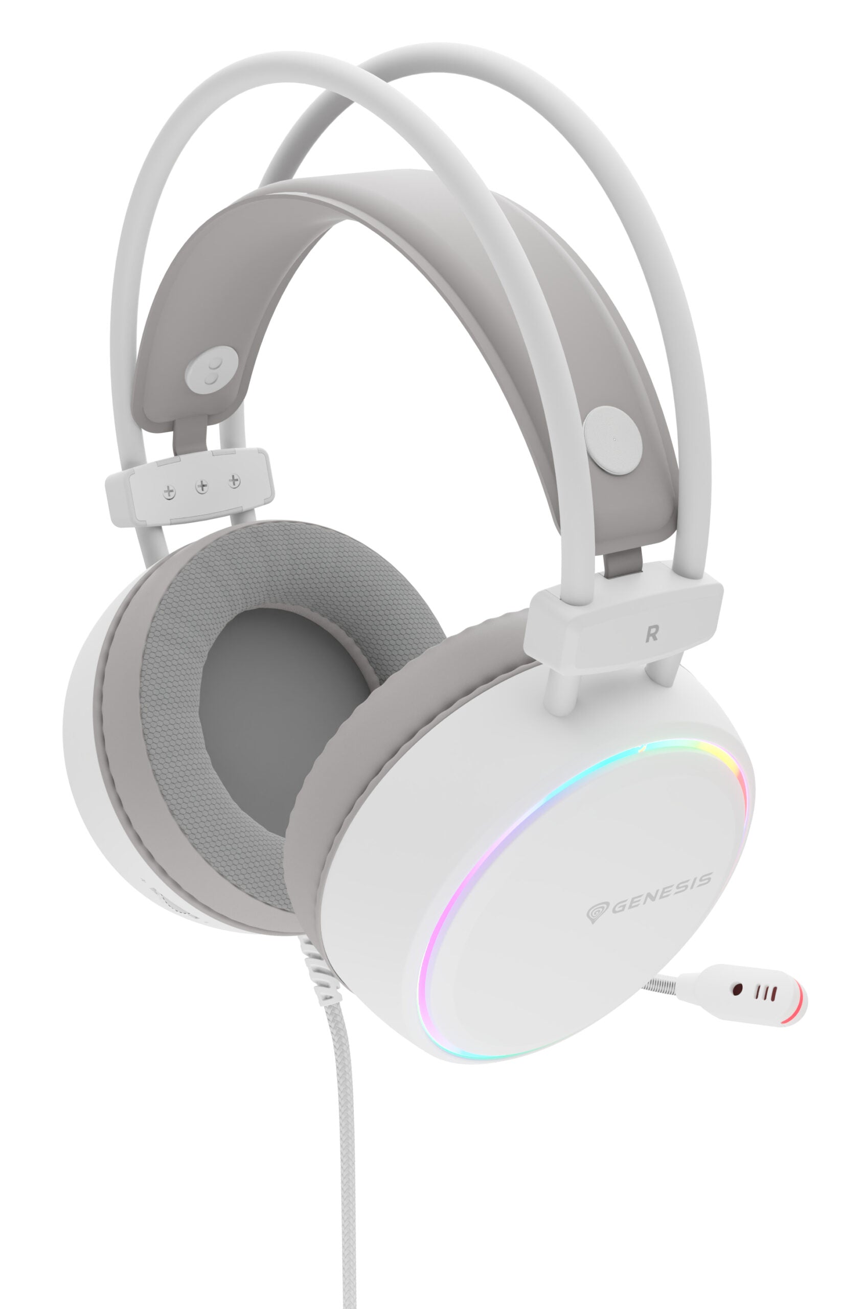 Casti cu fir Genesis Neon 613 G2 alb "NSG-2308"