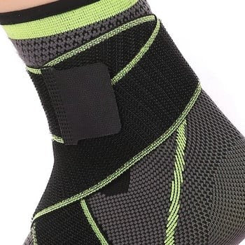 Orteza pentru Glezna, cu Benzi Elastice de Fixare, 24 x 10.5 cm, din Nailon, Negru/Verde