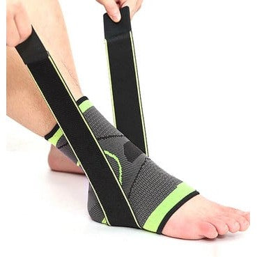 Orteza pentru Glezna, cu Benzi Elastice de Fixare, 24 x 10.5 cm, din Nailon, Negru/Verde