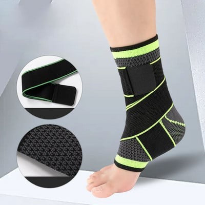 Orteza pentru Glezna, cu Benzi Elastice de Fixare, 24 x 10.5 cm, din Nailon, Negru/Verde