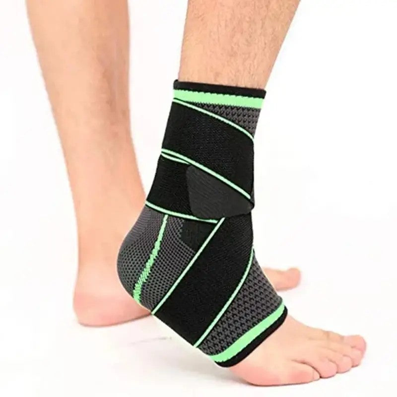 Orteza pentru Glezna, cu Benzi Elastice de Fixare, 24 x 10.5 cm, din Nailon, Negru/Verde