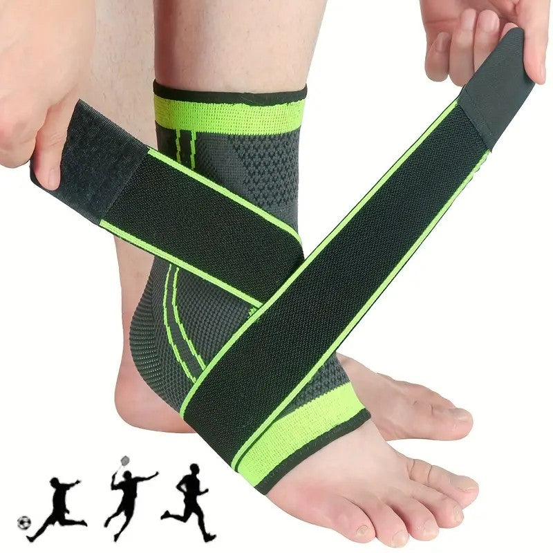 Orteza pentru Glezna, cu Benzi Elastice de Fixare, 24 x 10.5 cm, din Nailon, Negru/Verde