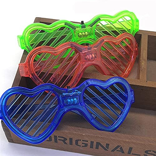 Ochelari de Petrecere cu LED, Model Inima, din Plastic, 3 Moduri de Iluminat, Marime Universala, Multicolor