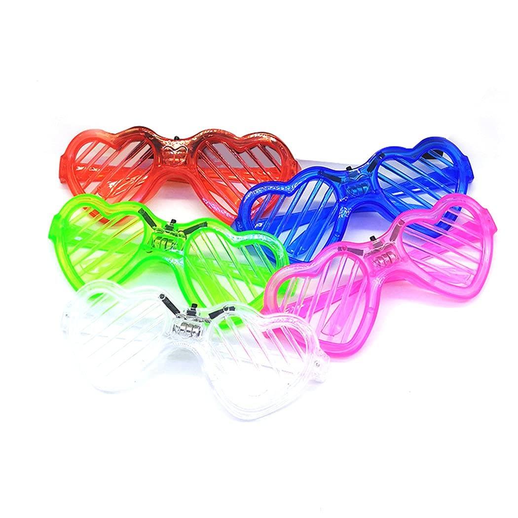 Ochelari de Petrecere cu LED, Model Inima, din Plastic, 3 Moduri de Iluminat, Marime Universala, Multicolor