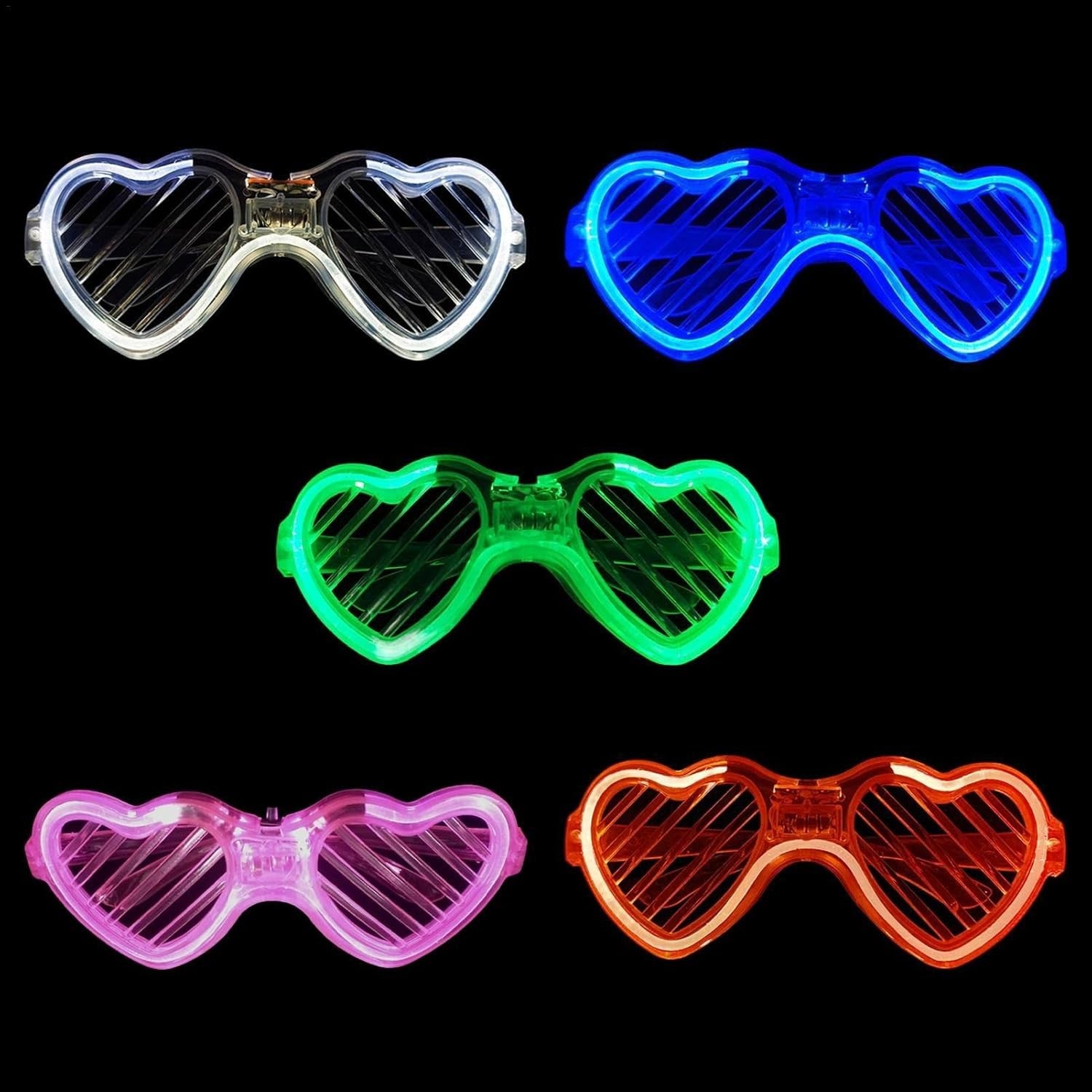 Ochelari de Petrecere cu LED, Model Inima, din Plastic, 3 Moduri de Iluminat, Marime Universala, Multicolor