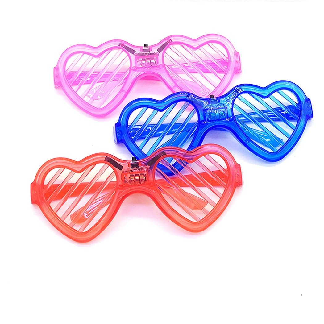 Ochelari de Petrecere cu LED, Model Inima, din Plastic, 3 Moduri de Iluminat, Marime Universala, Multicolor