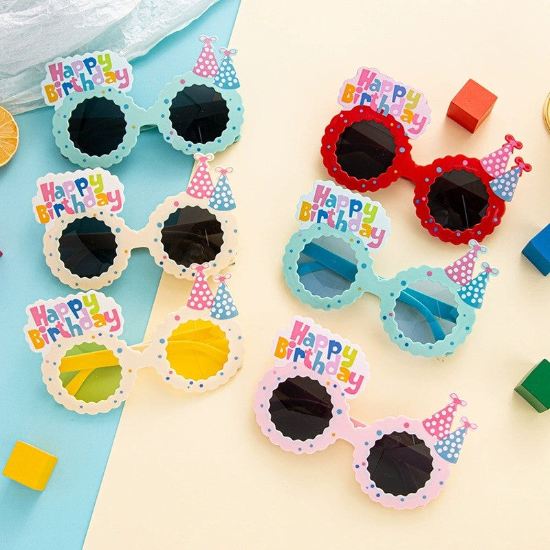Ochelari Decorativi, pentru Petrecere, din ABS, Unisex, Model Happy Birthday, 13.5 x 8.5 cm, Rosu