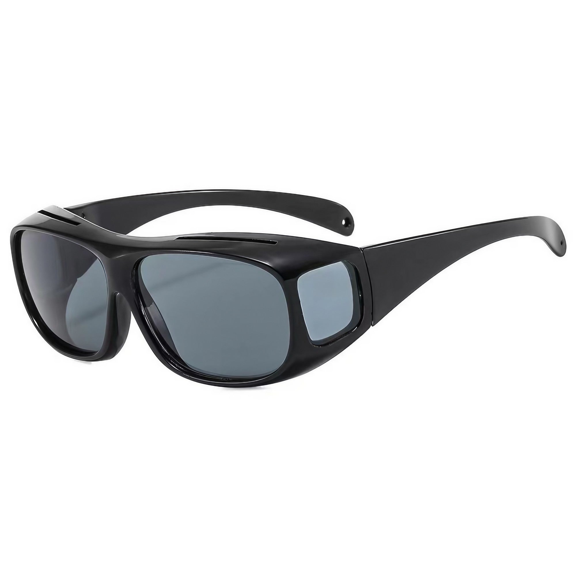 Ochelari de Soare, Polarizati, pentru Condus, Ciclism, cu Posibilitatea Purtarii peste Ochelarii de Vedere, 400 UV, cu Lentila Neagra pentru Protectie, Rama Neagra, 15x5 cm