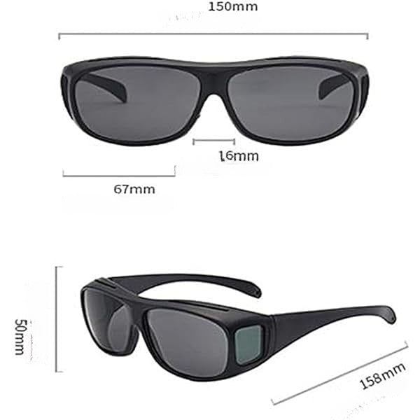 Ochelari de Soare, Polarizati, pentru Condus, Ciclism, cu Posibilitatea Purtarii peste Ochelarii de Vedere, 400 UV, cu Lentila Neagra pentru Protectie, Rama Neagra, 15x5 cm
