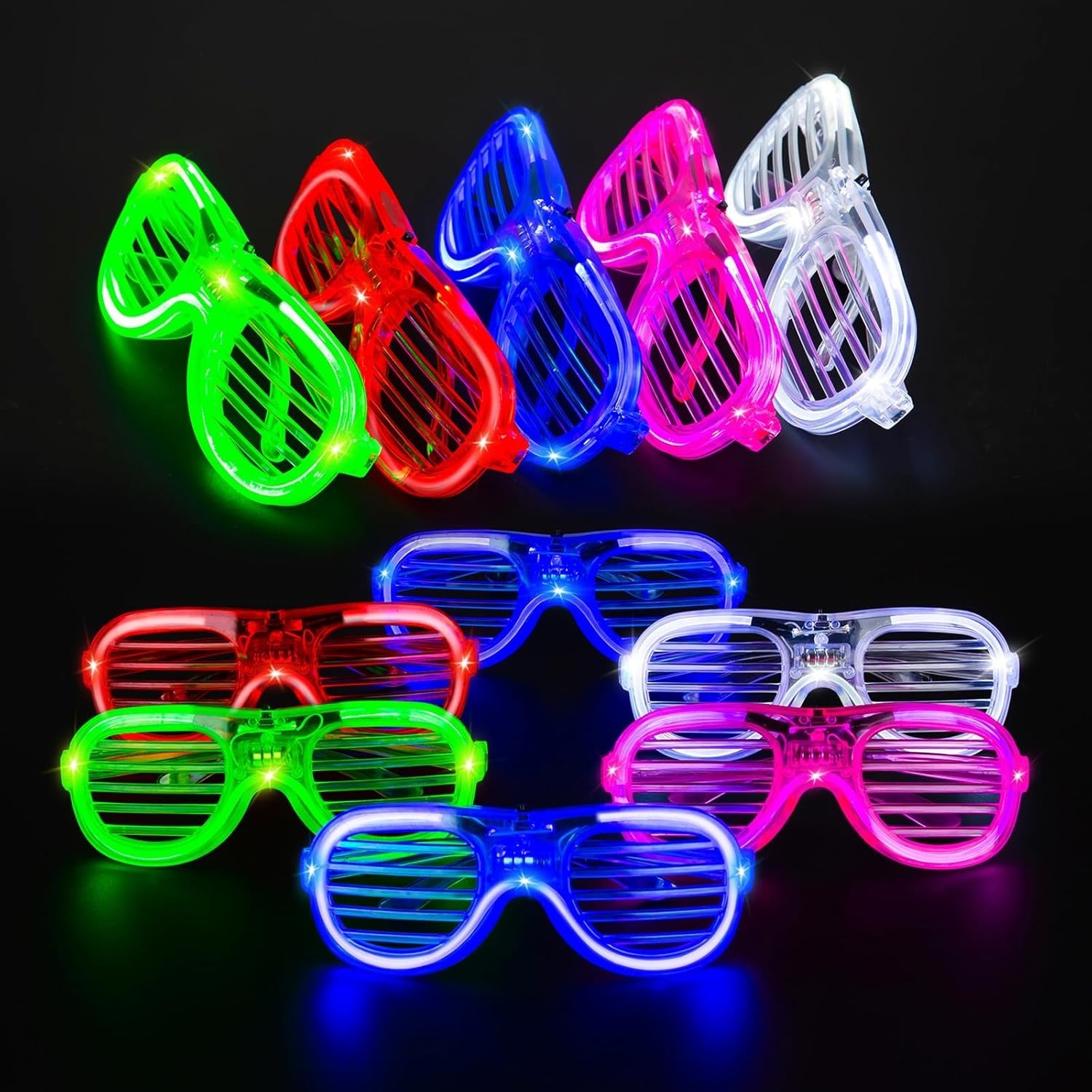 Ochelari de Petrecere cu LED, Model Grilaj, din Plastic, 3 Moduri de Iluminat, Marime Universala, Multicolor
