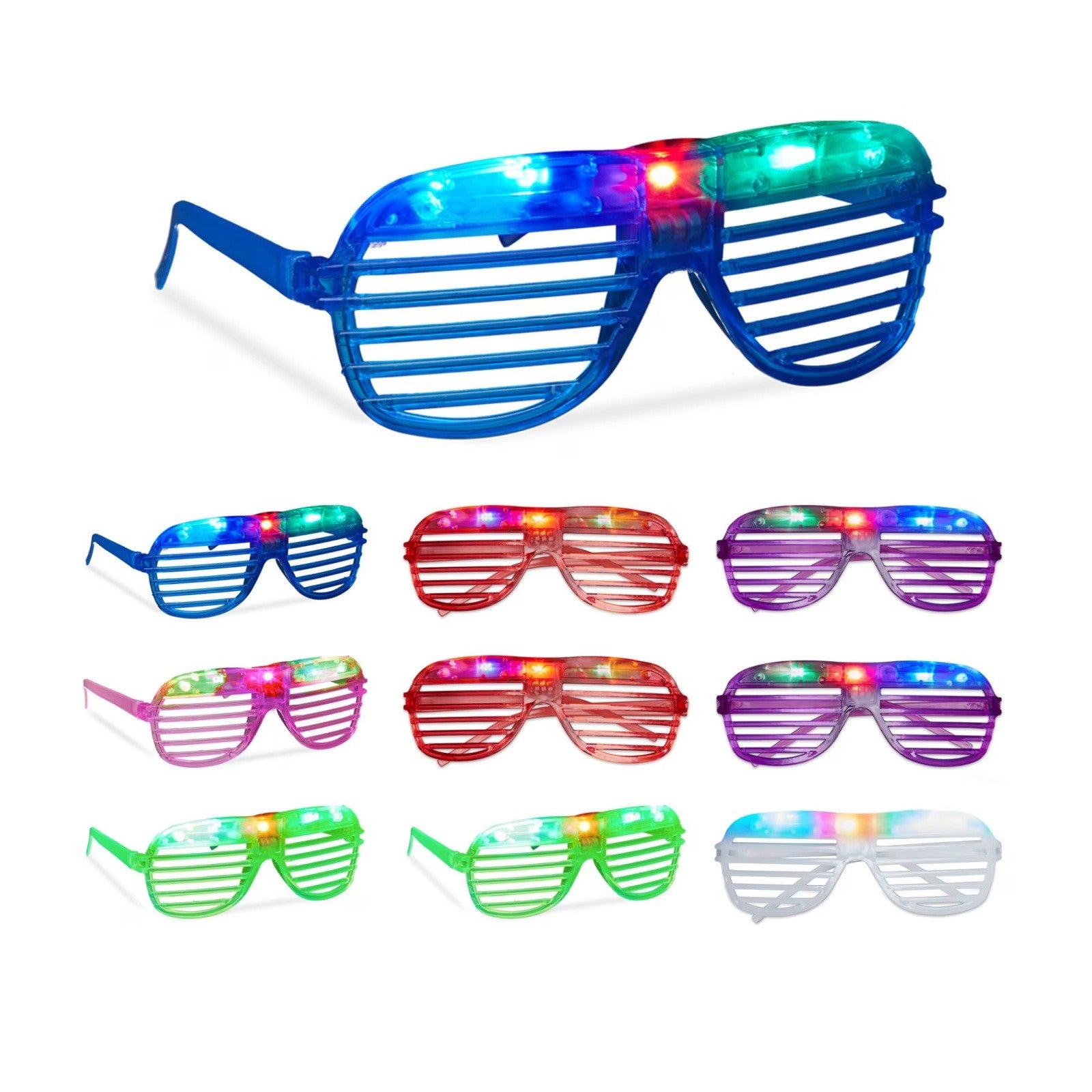 Ochelari de Petrecere cu LED, Model Grilaj, din Plastic, 3 Moduri de Iluminat, Marime Universala, Multicolor
