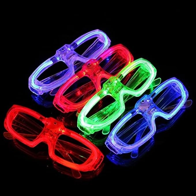Ochelari de Petrecere cu LED, Model Neon, din Plastic, 3 Moduri de Iluminat, Marime Universala, Multicolor