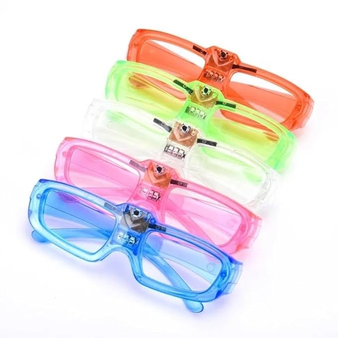 Ochelari de Petrecere cu LED, Model Neon, din Plastic, 3 Moduri de Iluminat, Marime Universala, Multicolor