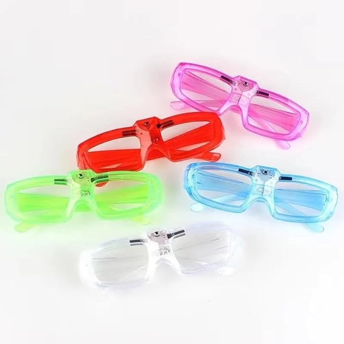 Ochelari de Petrecere cu LED, Model Neon, din Plastic, 3 Moduri de Iluminat, Marime Universala, Multicolor