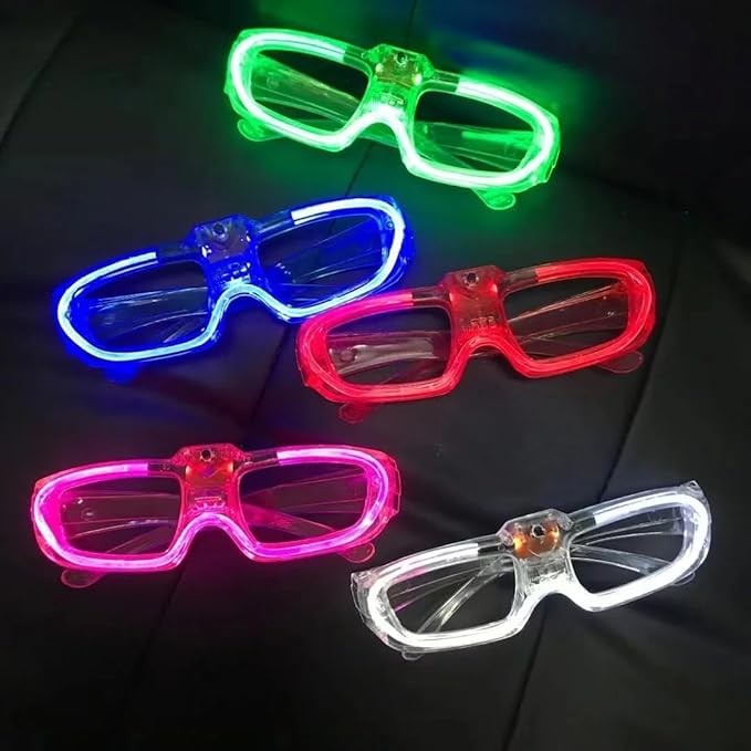 Ochelari de Petrecere cu LED, Model Neon, din Plastic, 3 Moduri de Iluminat, Marime Universala, Multicolor
