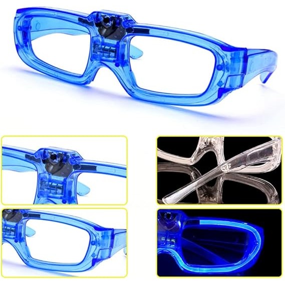 Ochelari de Petrecere cu LED, Model Neon, din Plastic, 3 Moduri de Iluminat, Marime Universala, Multicolor