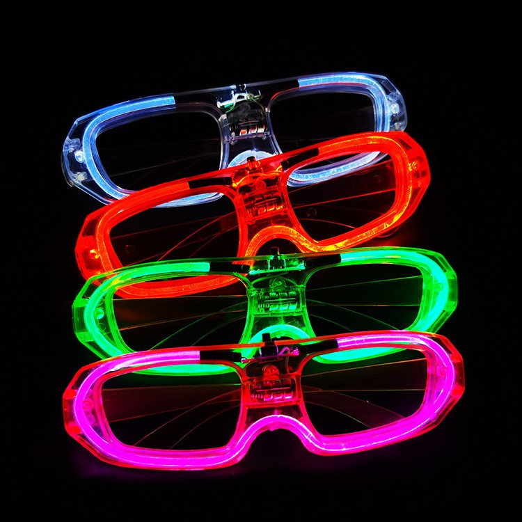 Ochelari de Petrecere cu LED, Model Neon, din Plastic, 3 Moduri de Iluminat, Marime Universala, Multicolor