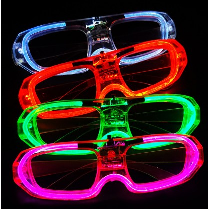 Ochelari de Petrecere cu LED, Model Neon, din Plastic, 3 Moduri de Iluminat, Marime Universala, Multicolor