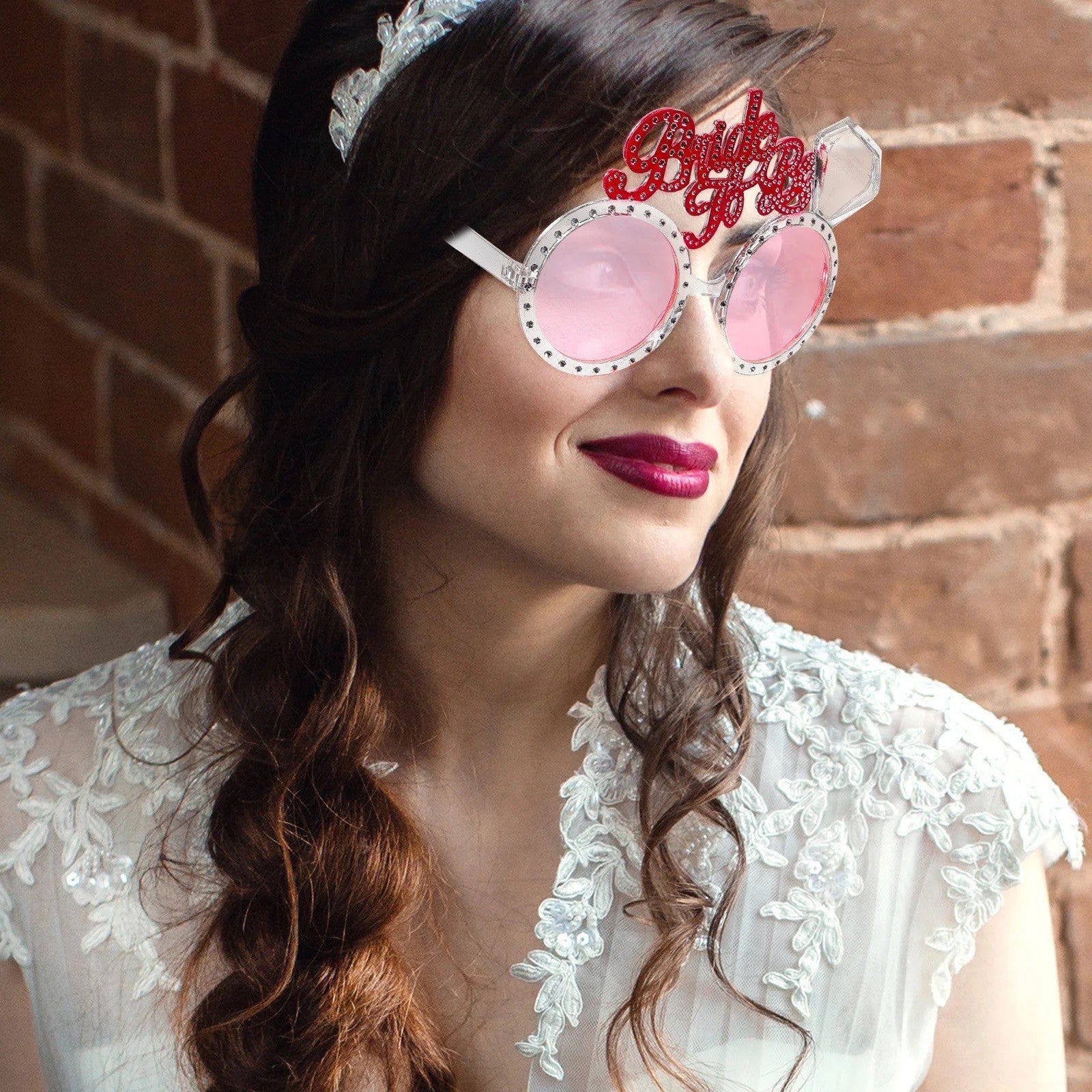 Ochelarii Decorativi, Tema Nunta, Model Bride to Be, din Plastic, Roz