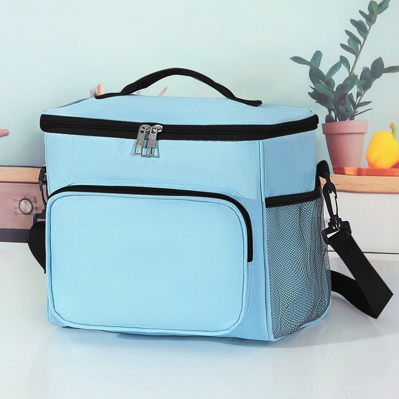 Geanta pentru Picnic cu izolare termica, Multifunctionala, Compartimentata, 2 Tipuri de Manere, Impermeabila, 26x24x17 cm, Albastru Deschis
