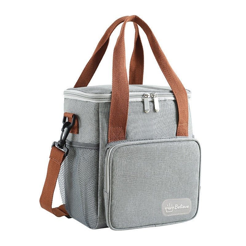 Geanta Termo-Izolanta, Flippy, Multifunctionala, 1 Compartiment Principal, 1 Buzunar Lateral Exterior, Impermeabila, Manere si Bretea de Umar, 25x22x15 cm, Gri