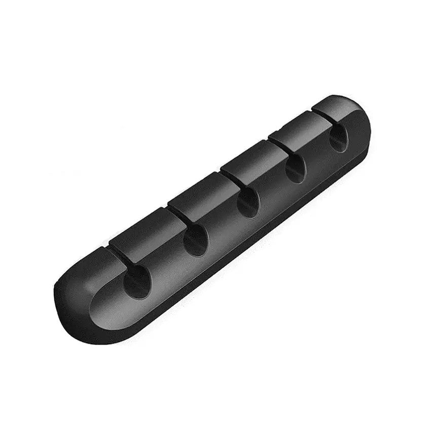 Organizator Cabluri, Cable Clips, Fixare Dublu Adeziv, Silicon, 5 Sloturi, Negru