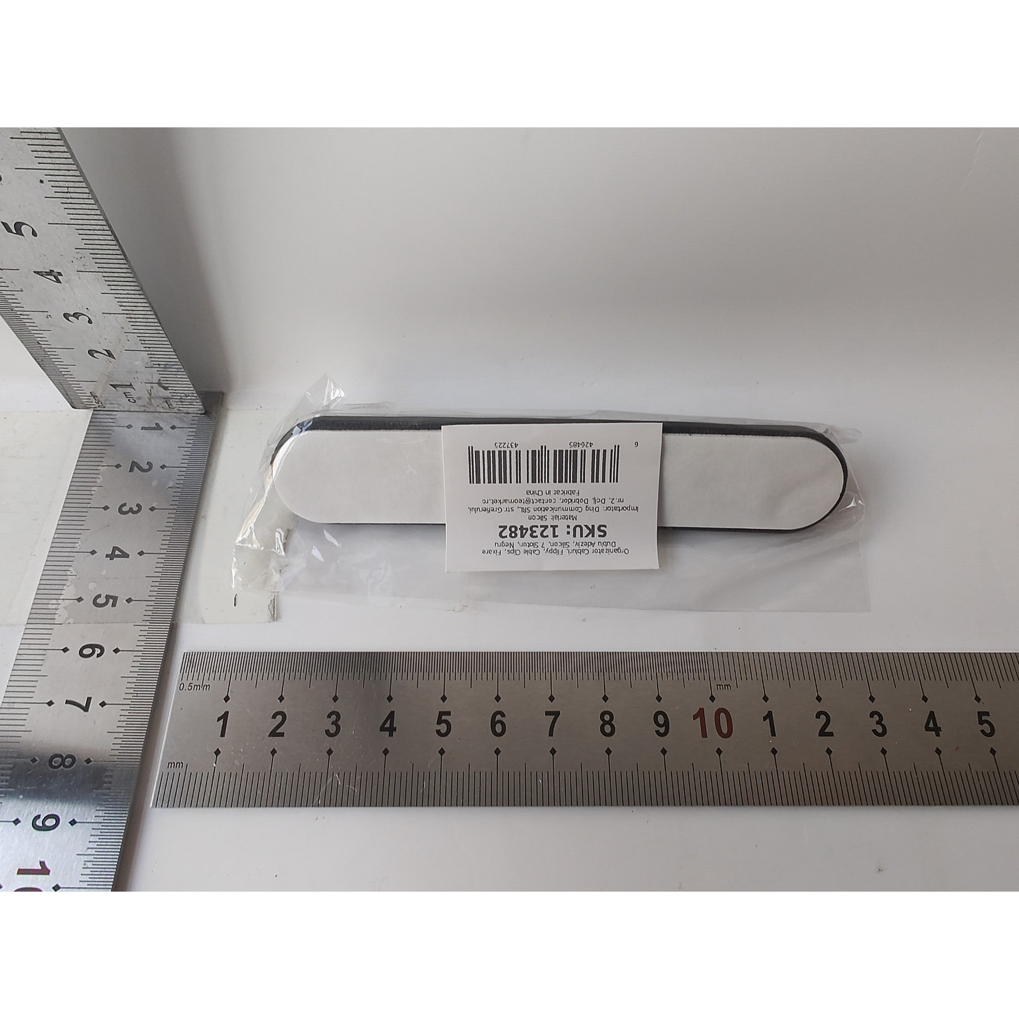 Organizator Cabluri, Cable Clips, Fixare Dublu Adeziv, Silicon, 7 Sloturi, Negru