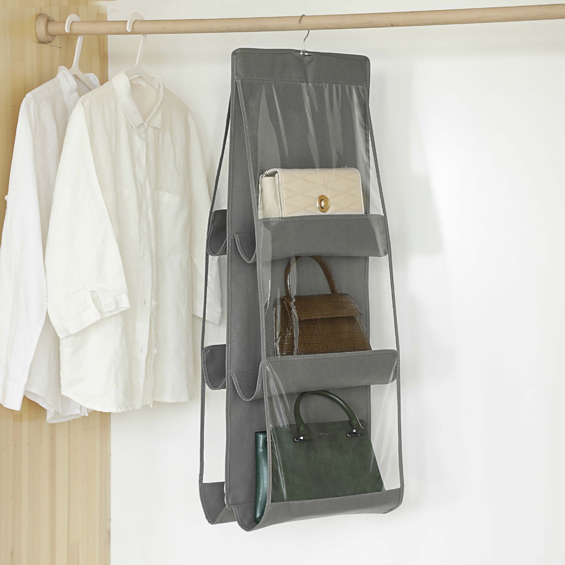 Organizator Genti 6 Compartimente Suspendabil, 85 x 36 cm, gri