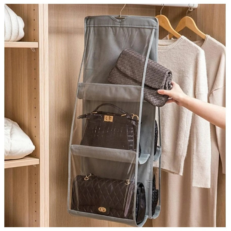 Organizator Genti 6 Compartimente Suspendabil, 85 x 36 cm, gri