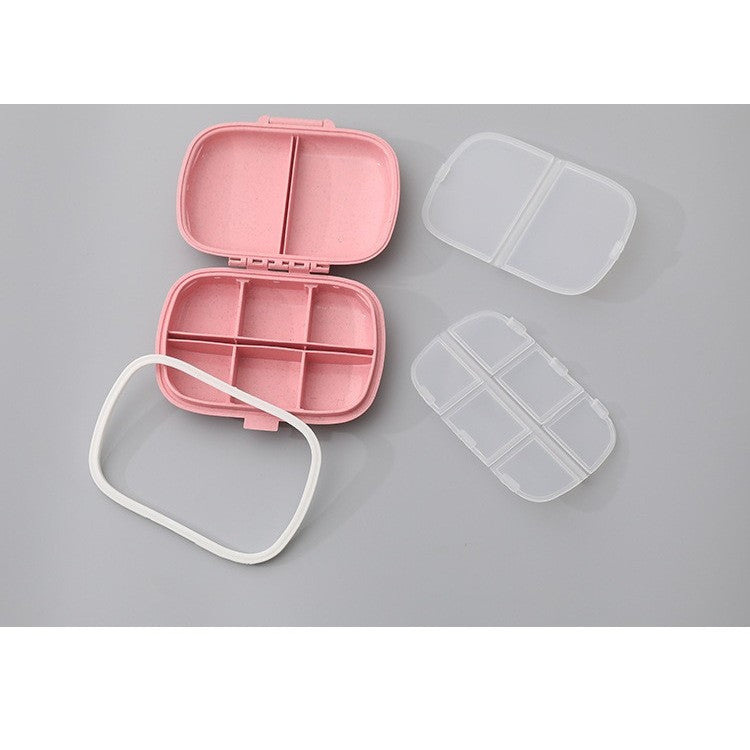 Organizator medicamente, Plastic, 8 compartimente, 0.1 L, Roz, 11 x 7 cm