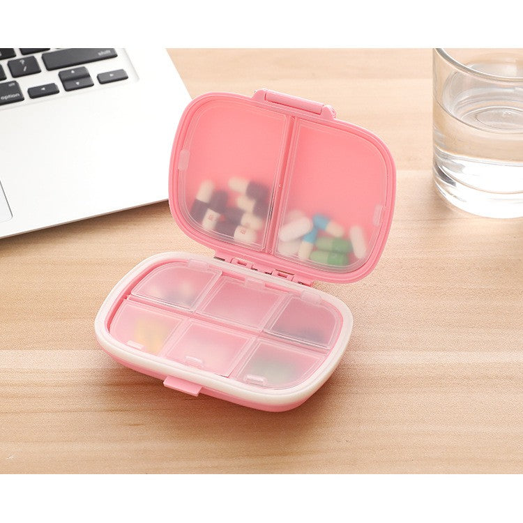 Organizator medicamente, Plastic, 8 compartimente, 0.1 L, Roz, 11 x 7 cm