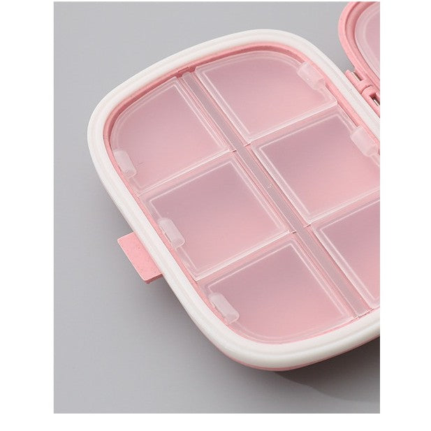 Organizator medicamente, Plastic, 8 compartimente, 0.1 L, Roz, 11 x 7 cm