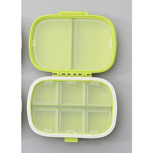 Organizator medicamente, Plastic, 8 compartimente, 0.1 L, Verde, 11 x 7 cm