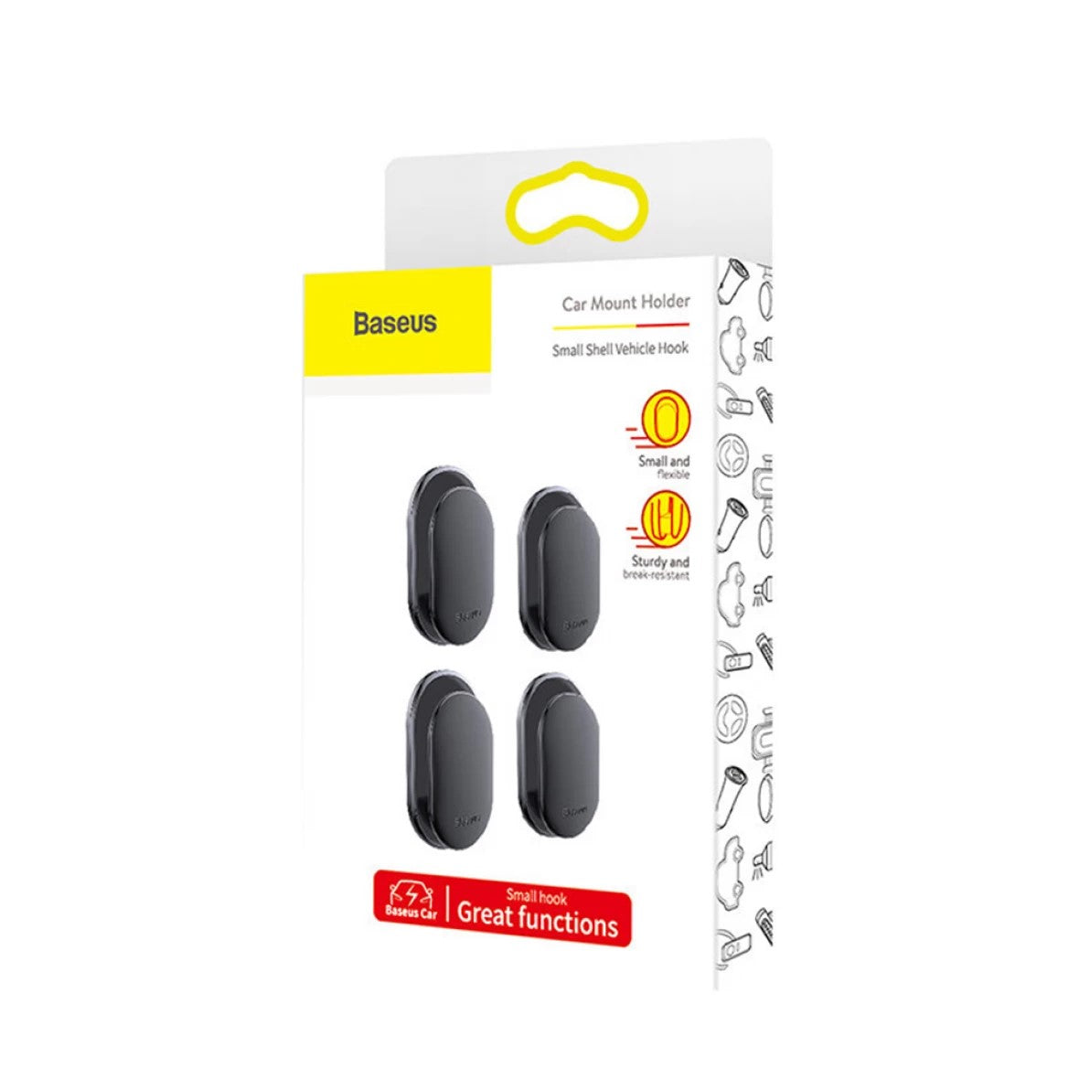 CARLIG auto Baseus Beetle, aluminiu, adeziv 3M, suporta max 2 kg, negru, "ACGGBK-01" - 6953156289888