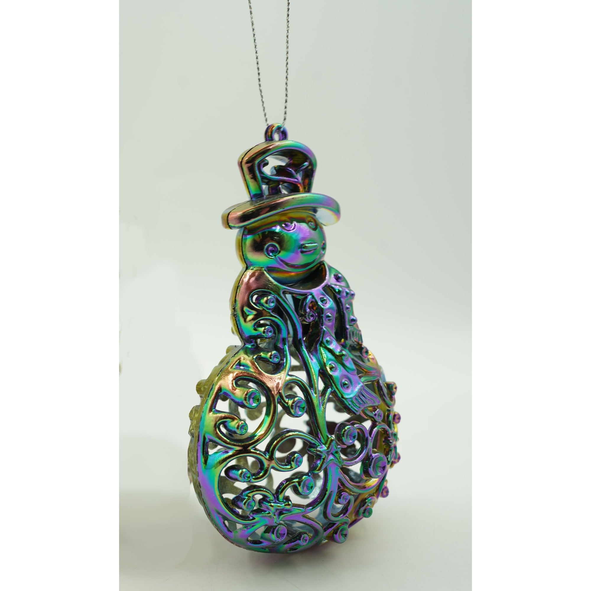 Ornament brad de Craciun, Iridescent, in forma de Om de zapada, 8 cm x 13 cm, Plastic