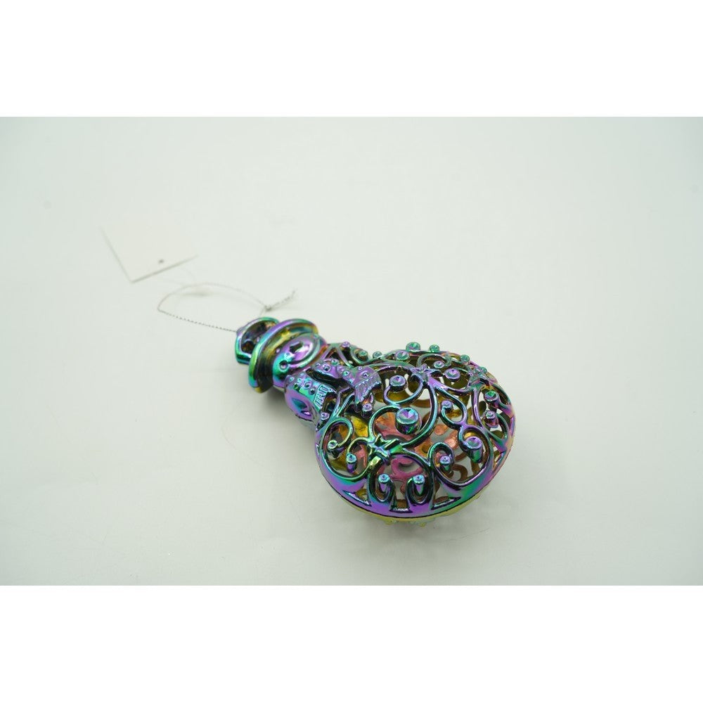 Ornament brad de Craciun, Iridescent, in forma de Om de zapada, 8 cm x 13 cm, Plastic