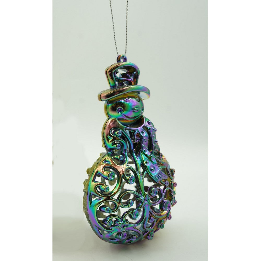 Ornament brad de Craciun, Iridescent, in forma de Om de zapada, 8 cm x 13 cm, Plastic