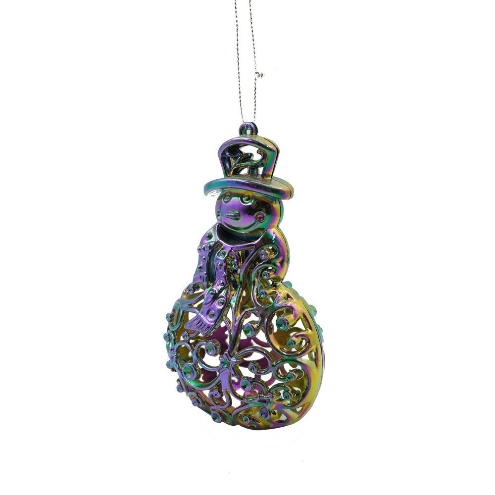 Ornament brad de Craciun, Iridescent, in forma de Om de zapada, 8 cm x 13 cm, Plastic