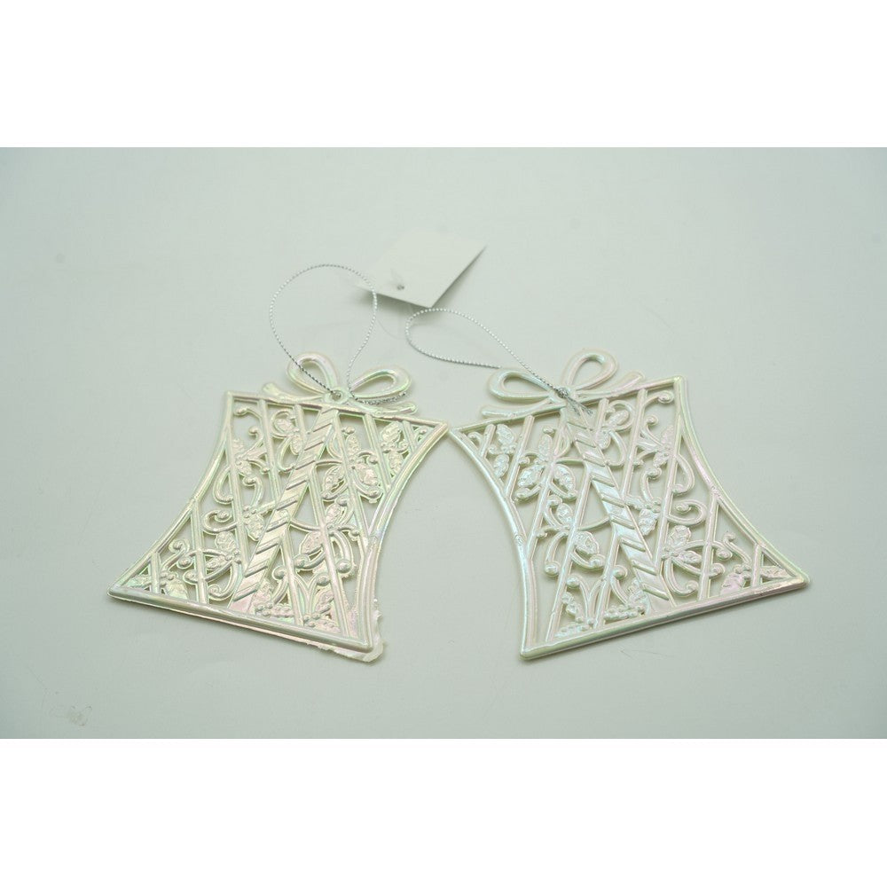 Ornament brad de Craciun, Perlat, in forma de Cadou, 9 cm x 11 cm, Plastic
