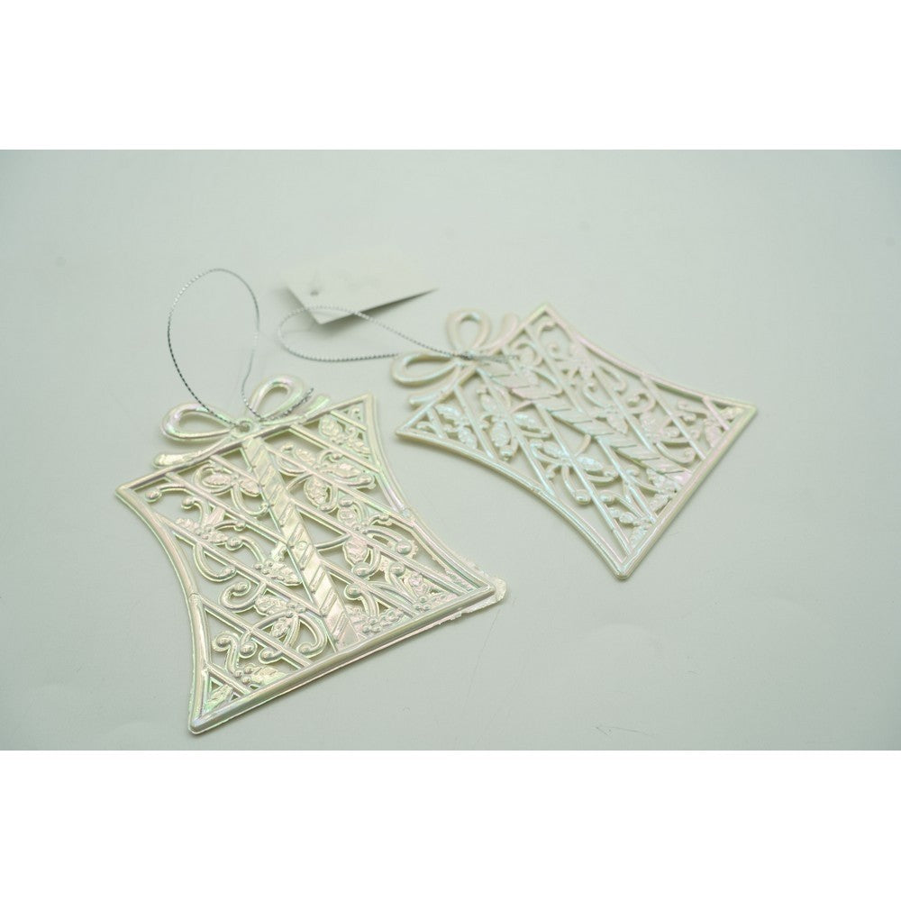 Ornament brad de Craciun, Perlat, in forma de Cadou, 9 cm x 11 cm, Plastic